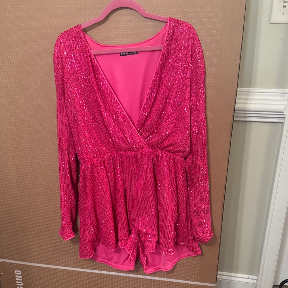 Elegant Pink Sequin Women's Top